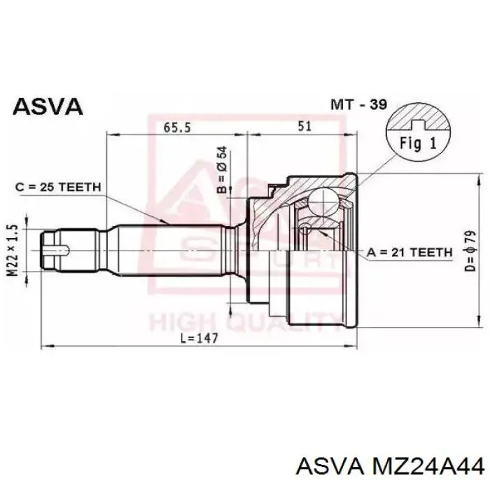 MZ24A44 Asva junta homocinética exterior delantera