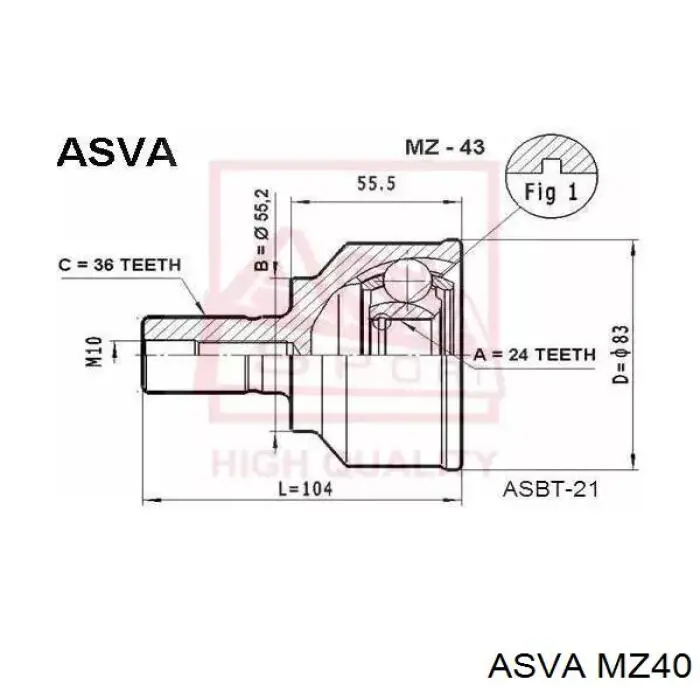 FR012550X Mazda Junta homocinética