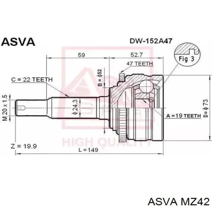 MA42 HDK junta homocinética exterior delantera