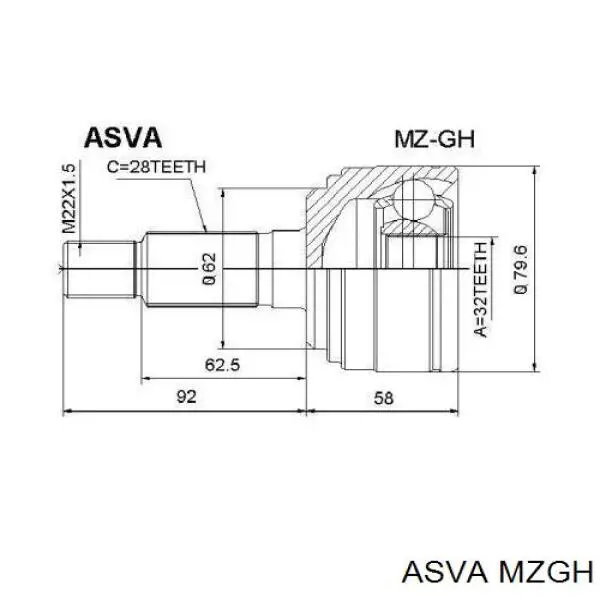 834252 GSP junta homocinética exterior delantera