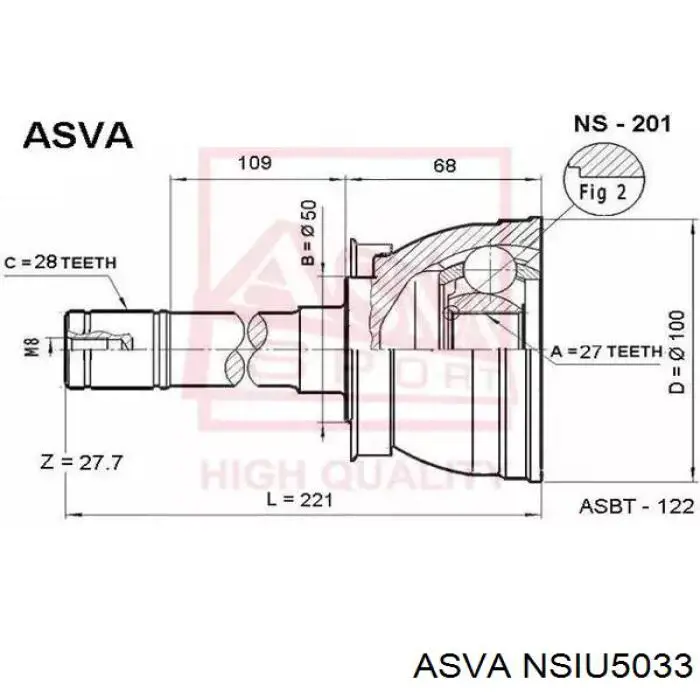 NSIU5033 Asva junta homocinética interior delantera