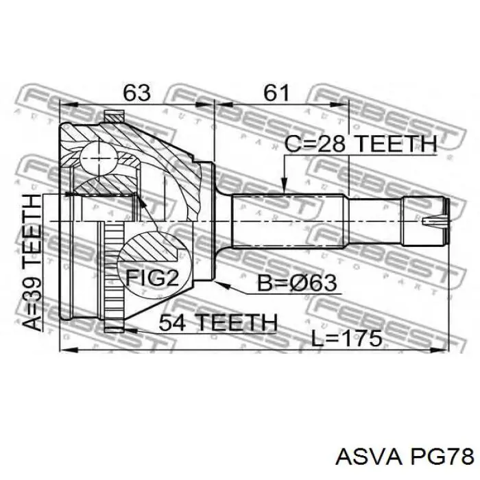 PG78 Asva junta homocinética exterior delantera