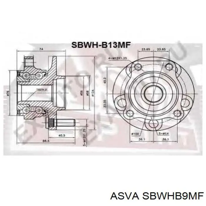 SBWHB9MF Asva cubo de rueda delantero