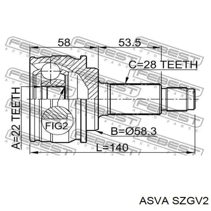 SZGV2 Asva junta homocinética exterior delantera