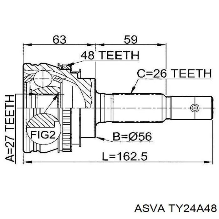 TY24A48 Asva junta homocinética exterior delantera