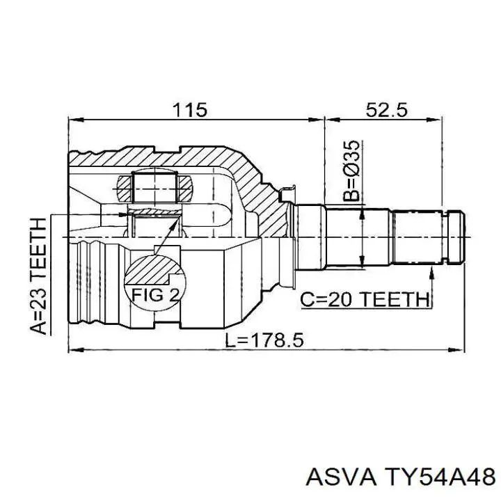 ty54a48 Asva junta homocinética exterior delantera