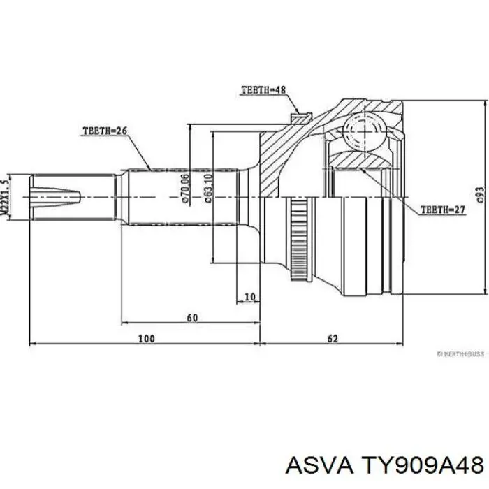 TY909A48 Asva junta homocinética exterior delantera