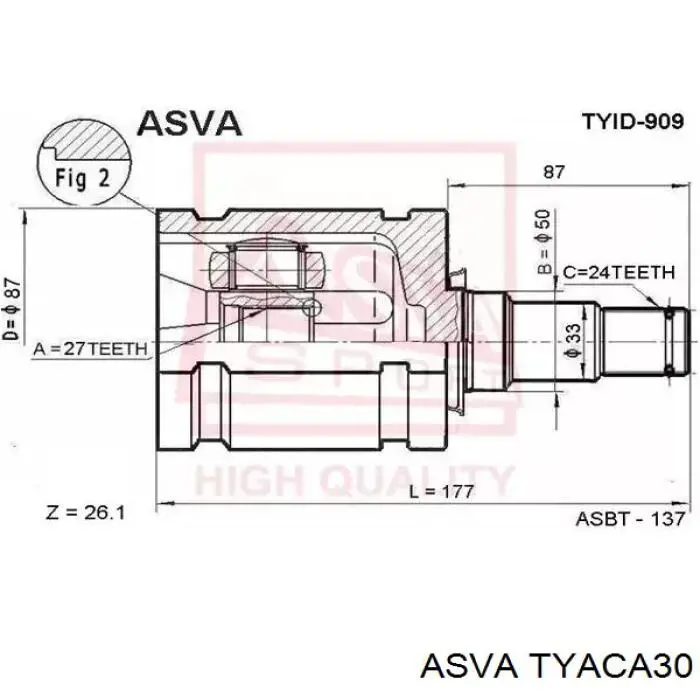 TYACA30 Asva junta homocinética exterior delantera