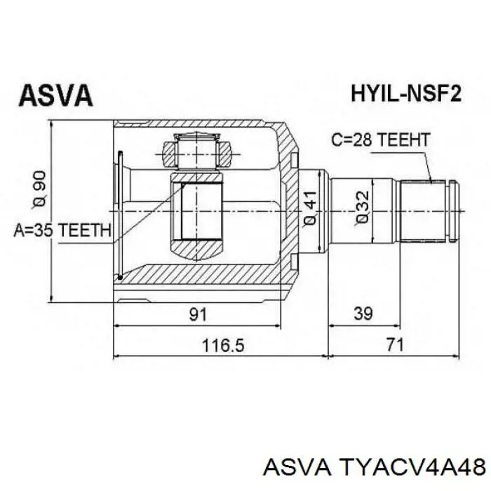 TYACV4A48 Asva junta homocinética exterior delantera