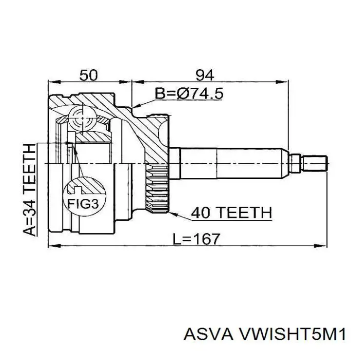 VWISHT5M1 Asva semieje de transmisión intermedio