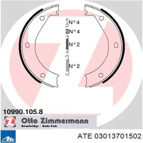 03.0137-0150.2 ATE juego de zapatas de frenos, freno de estacionamiento