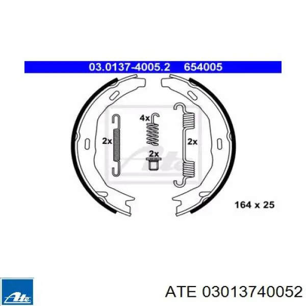 03.0137-4005.2 ATE juego de zapatas de frenos, freno de estacionamiento