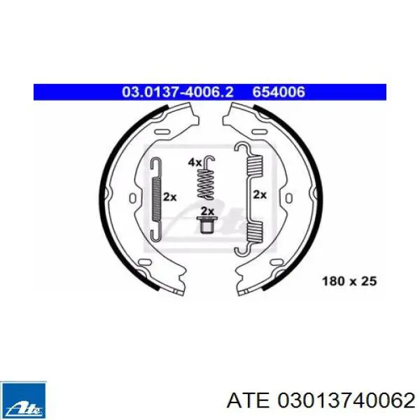 03.0137-4006.2 ATE juego de zapatas de frenos, freno de estacionamiento