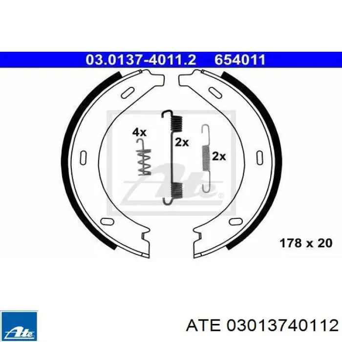 03.0137-4011.2 ATE juego de zapatas de frenos, freno de estacionamiento