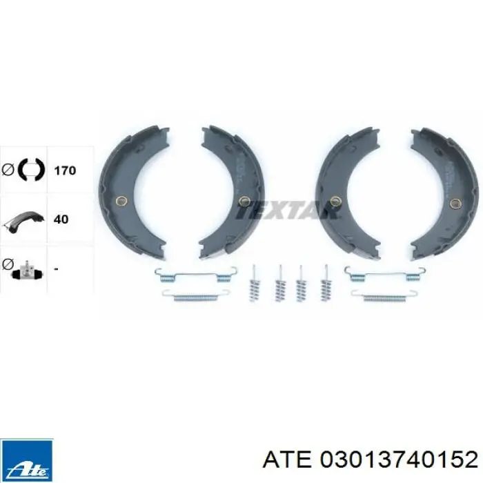 03.0137-4015.2 ATE juego de zapatas de frenos, freno de estacionamiento