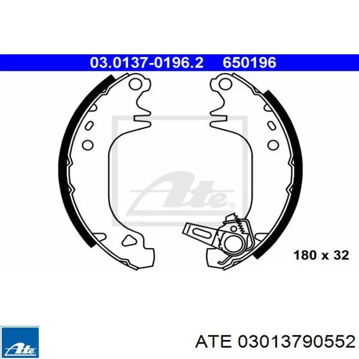 03.0137-9055.2 ATE kit de montaje, zapatas de freno traseras