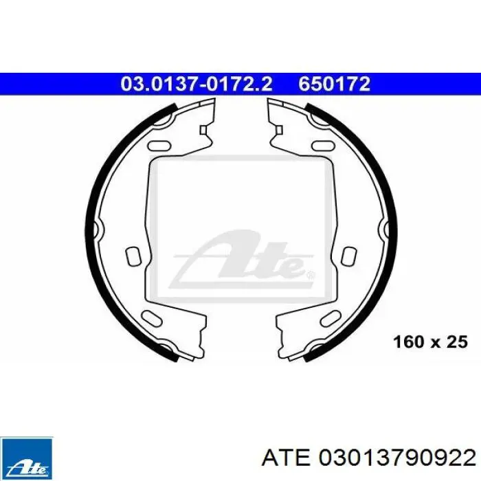 03.0137-9092.2 ATE kit de montaje, zapatas de freno traseras