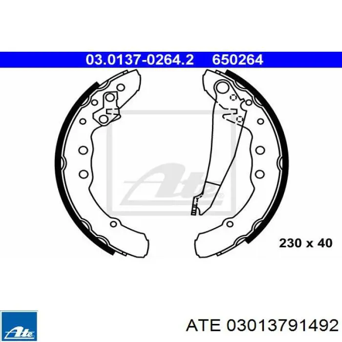 03013791492 ATE kit de montaje, zapatas de freno traseras