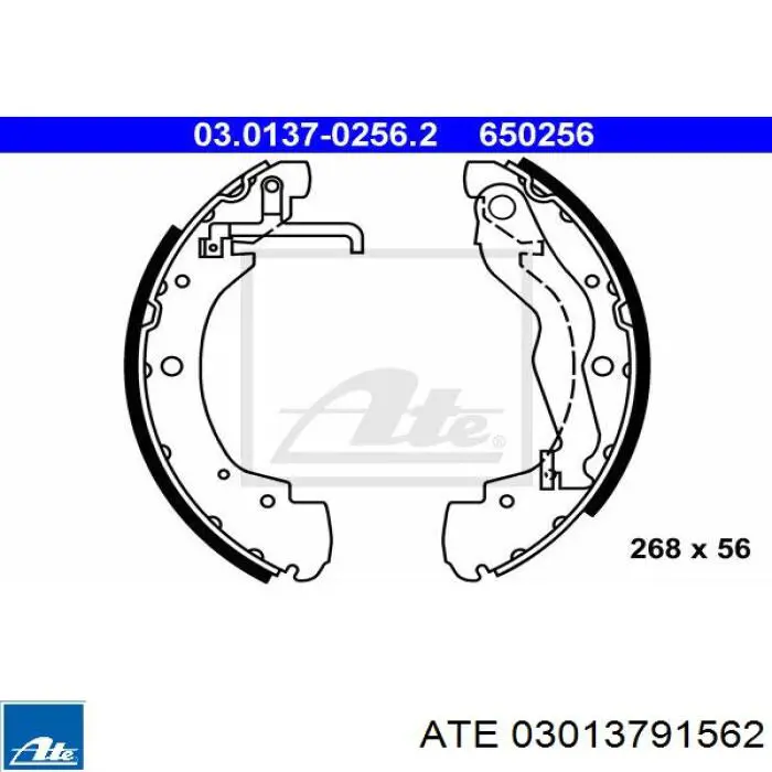 03.0137-9156.2 ATE kit de montaje, zapatas de freno traseras