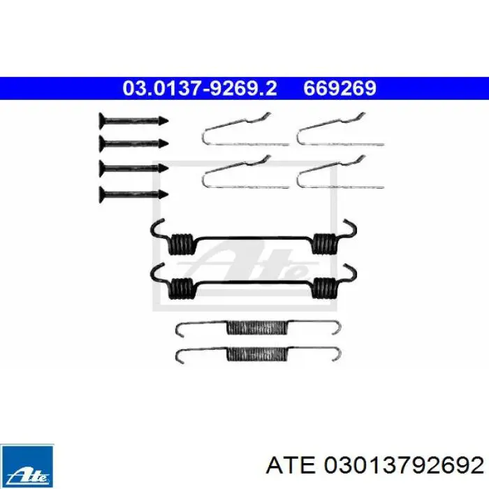 03.0137-9269.2 ATE kit de montaje, zapatas de freno traseras