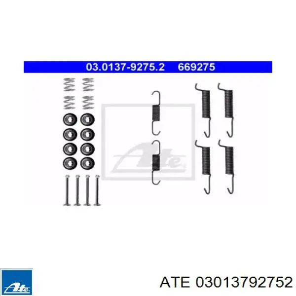 Comprar 03013792752 ATE Kit de montaje de zapatas de freno traseras