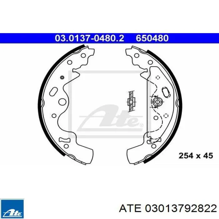 03.0137-9282.2 ATE kit de montaje, zapatas de freno traseras