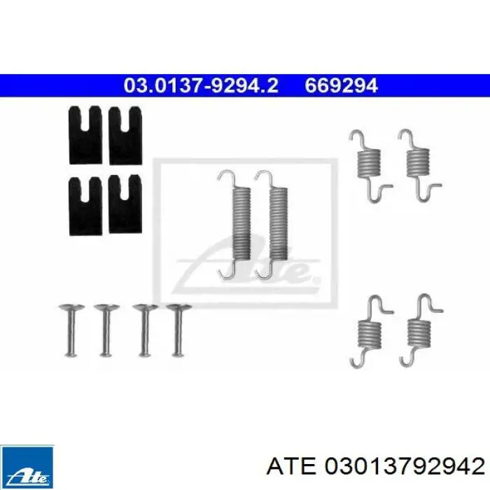 Comprar 03013792942 ATE Kit de montaje de zapatas de freno traseras