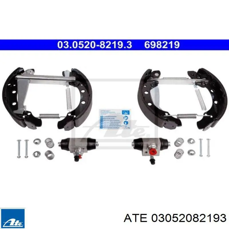 03.0520-8219.3 ATE juego de zapatas de frenos de tambor, con cilindros, completo