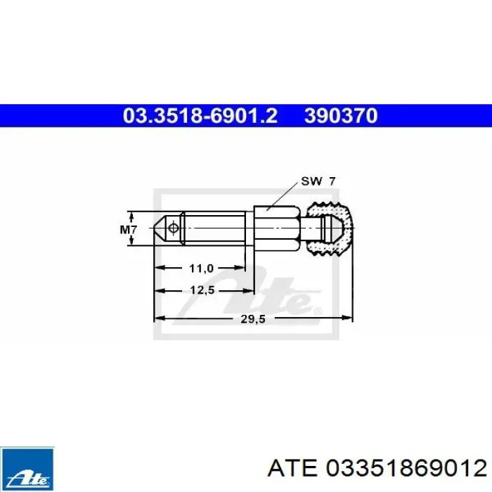 03.3518-6901.2 ATE tornillo/valvula purga de aire, pinza de freno delantero