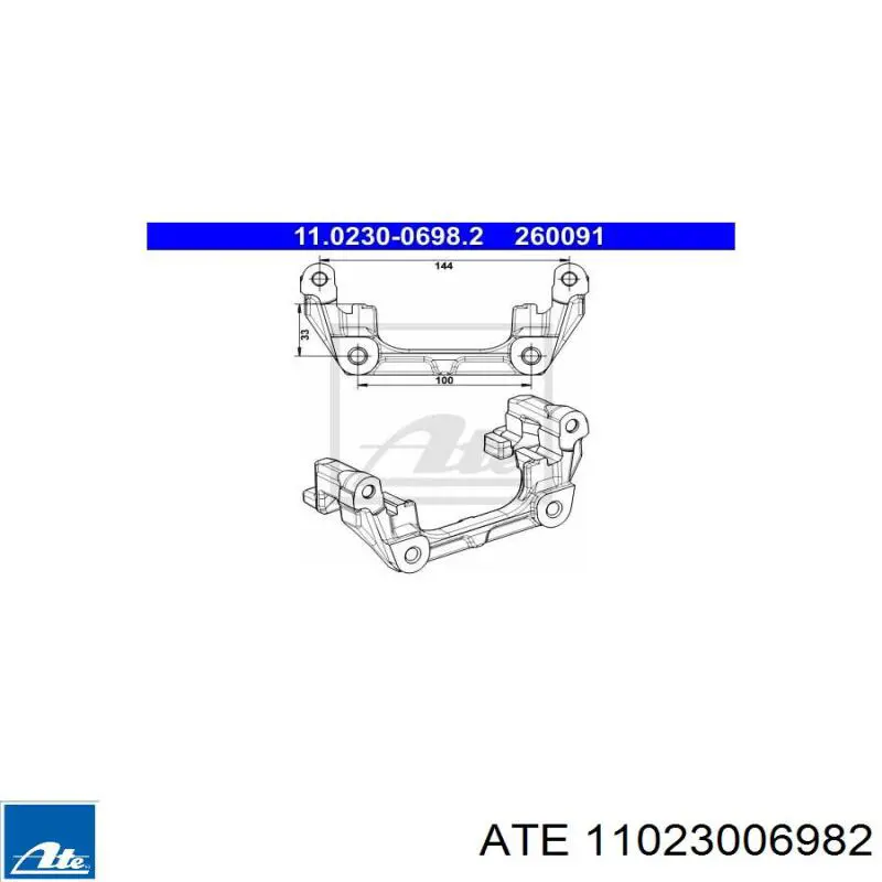 11023006982 ATE Soporte de la pinza de freno trasera