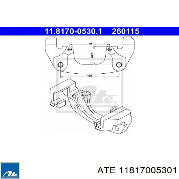 Soporte de la pinza de freno delantera ATE 11817005301 precio, desde 110,35 EUR