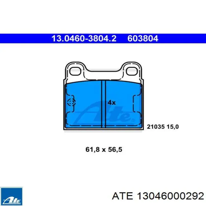 13046000292 ATE conjunto de muelles almohadilla discos traseros