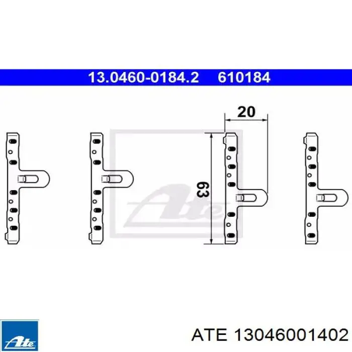 13.0460-0140.2 ATE conjunto de muelles almohadilla discos delanteros