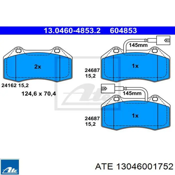 13.0460-0175.2 ATE conjunto de muelles almohadilla discos delanteros