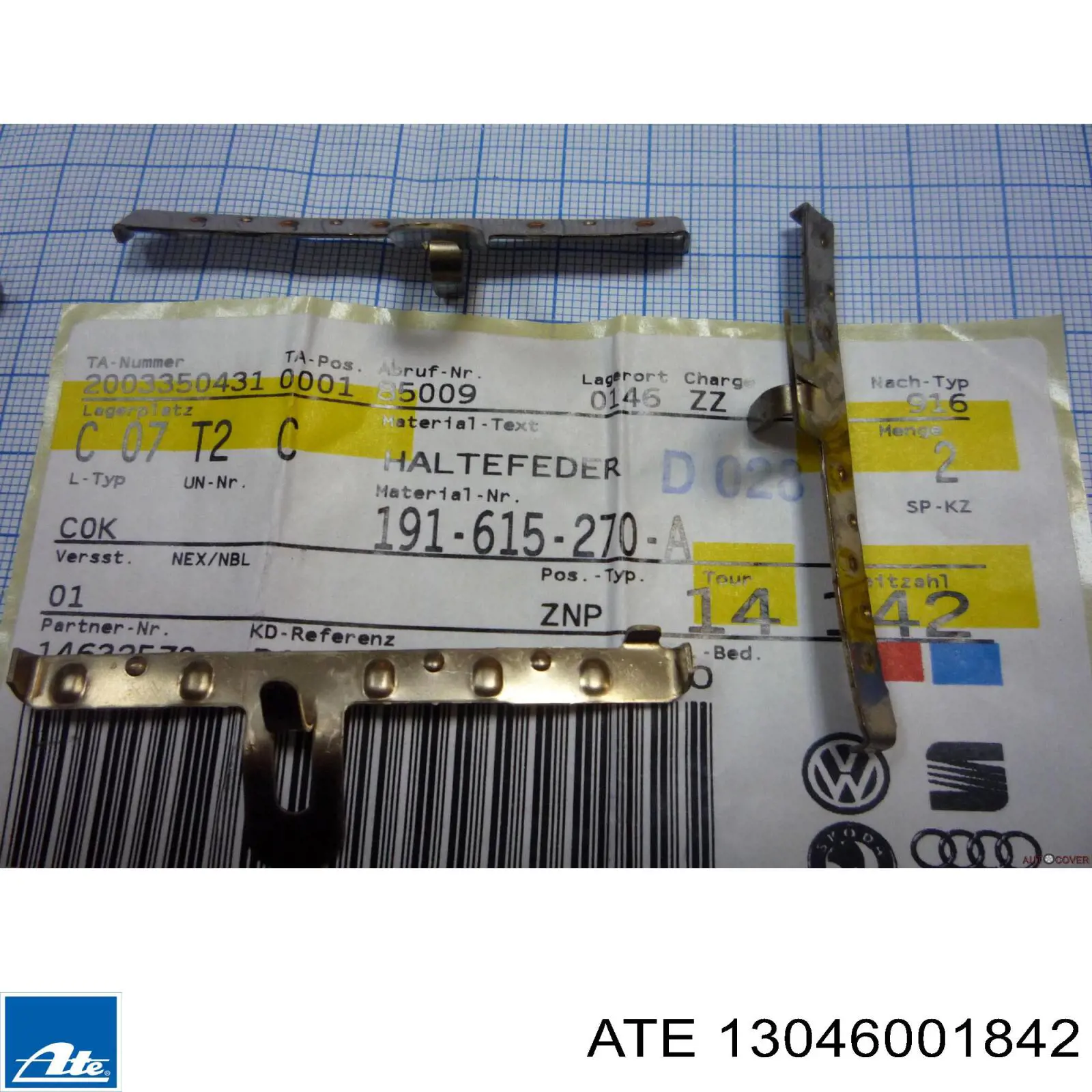 Juego de reparación de pastillas de freno 171615269B VAG
