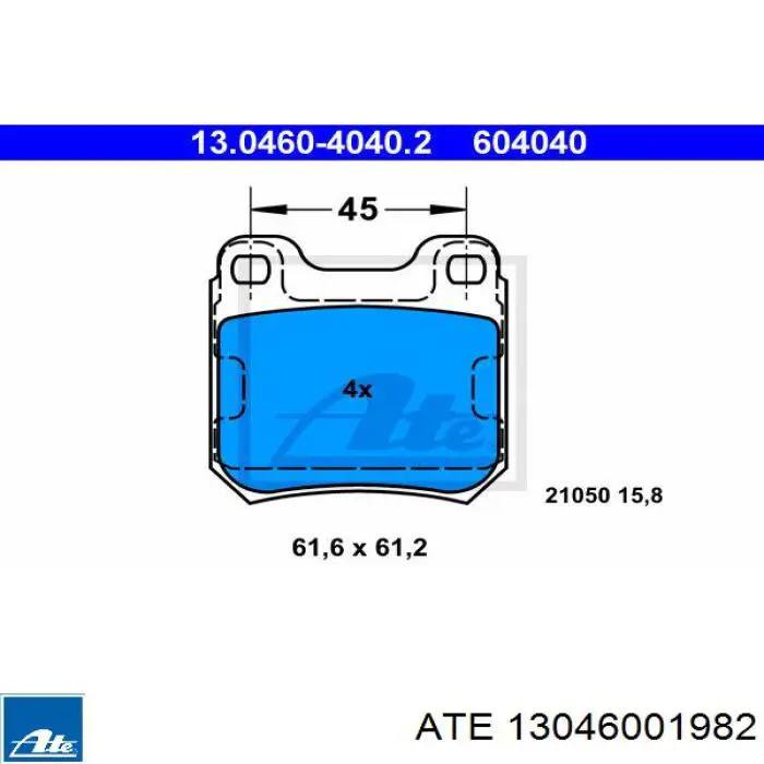 13.0460-0198.2 ATE juego de reparación, pastillas de frenos