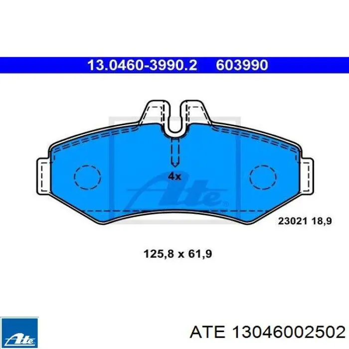 13.0460-0250.2 ATE conjunto de muelles almohadilla discos delanteros