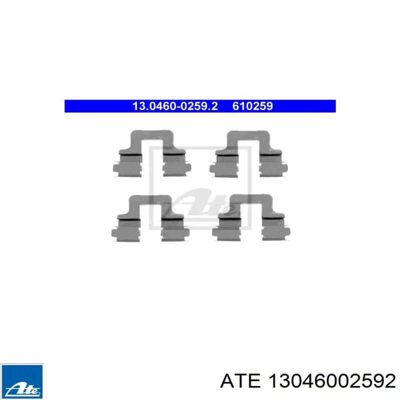 13046002592 ATE conjunto de muelles almohadilla discos traseros