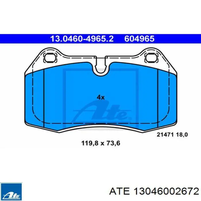 13.0460-0267.2 ATE conjunto de muelles almohadilla discos delanteros