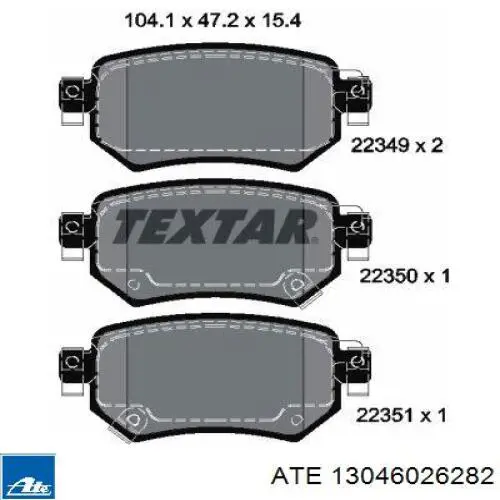 13046026282 ATE pastillas de freno traseras