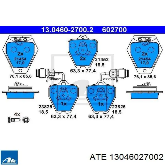 13046027002 ATE pastillas de freno delanteras
