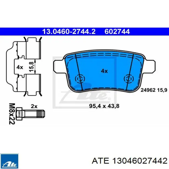 13046027442 ATE pastillas de freno traseras