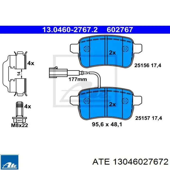 13.0460-2767.2 ATE pastillas de freno traseras