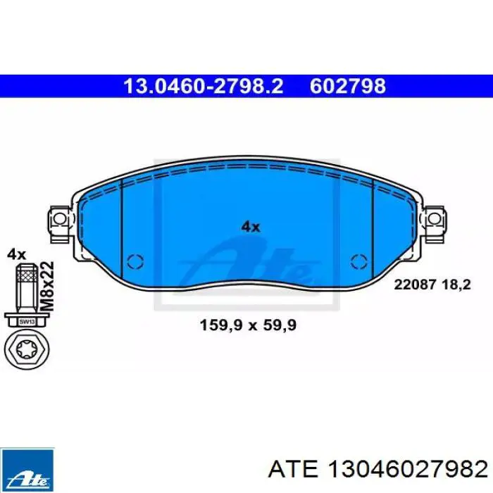 13046027982 ATE pastillas de freno delanteras