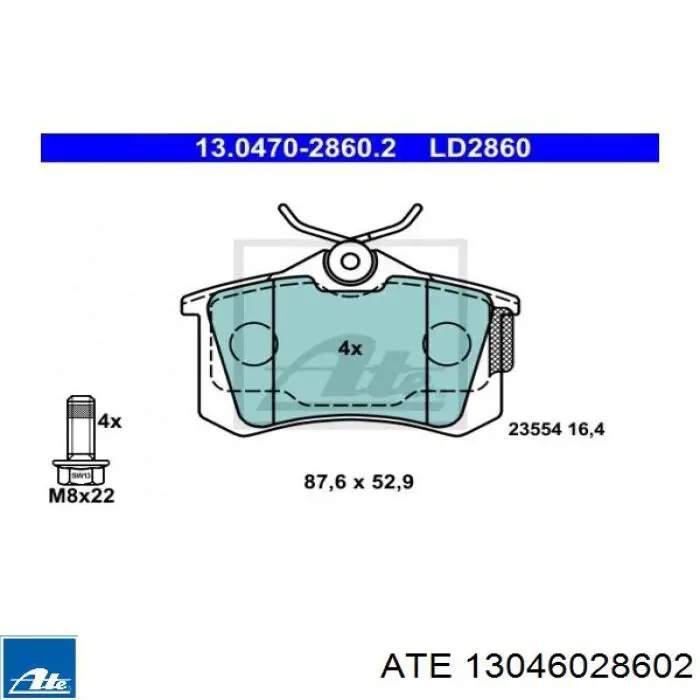 13.0460-2860.2 ATE pastillas de freno traseras