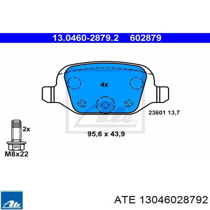13.0460-2879.2 ATE pastillas de freno traseras
