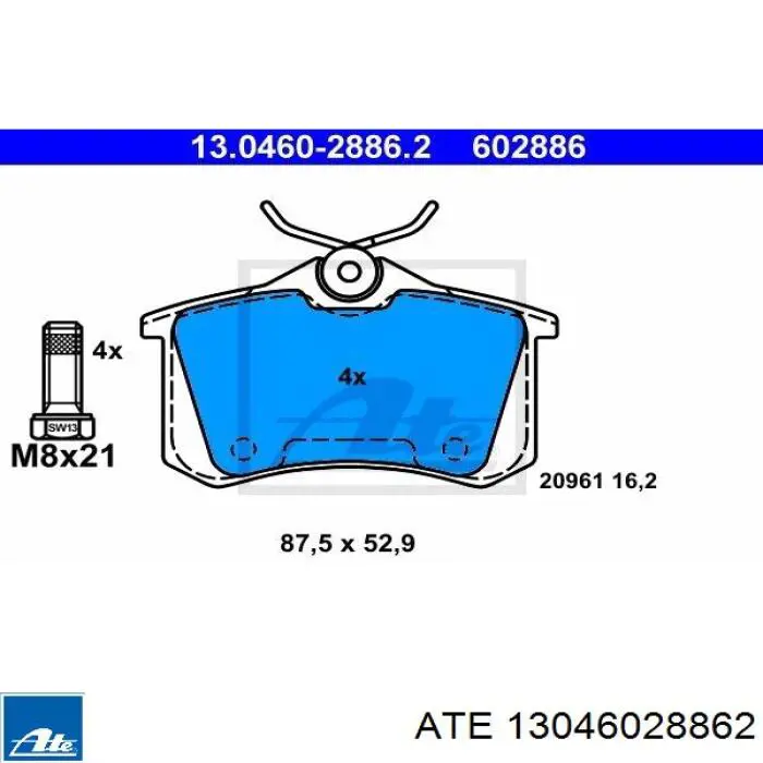 13.0460-2886.2 ATE pastillas de freno traseras