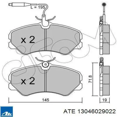 13046029022 ATE pastillas de freno delanteras