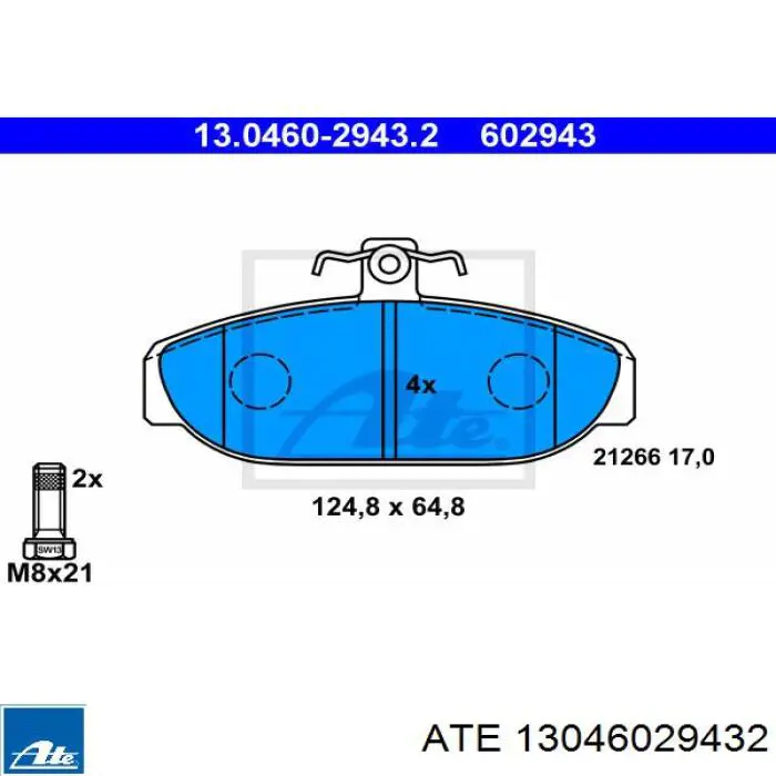 13.0460-2943.2 ATE pastillas de freno delanteras