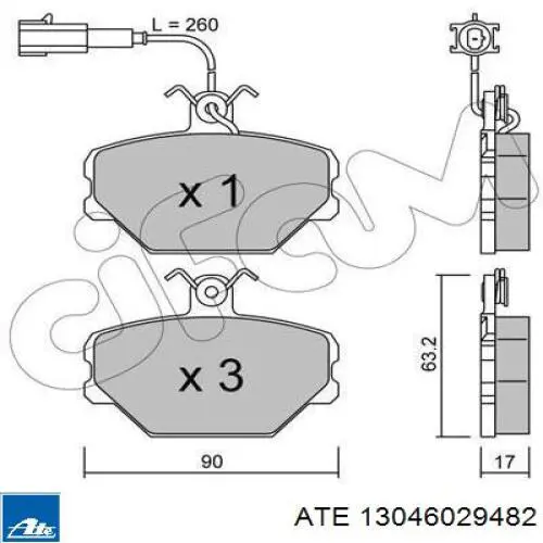 13046029482 ATE pastillas de freno delanteras